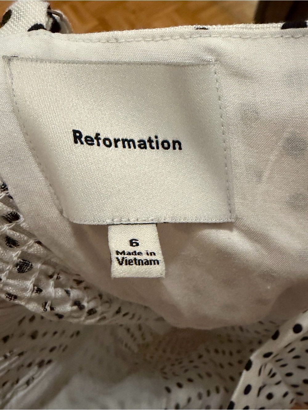 Reformation Sabine Linen White and Black Polka Dot Midi Dress - Picture 3 of 3
